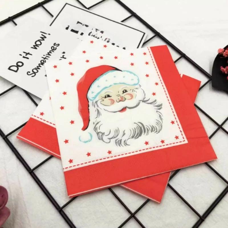 20 szt./opakowanie 33*33 cm 2-warstwowe jednorazowe serwetki imprezowe wzór świąteczny