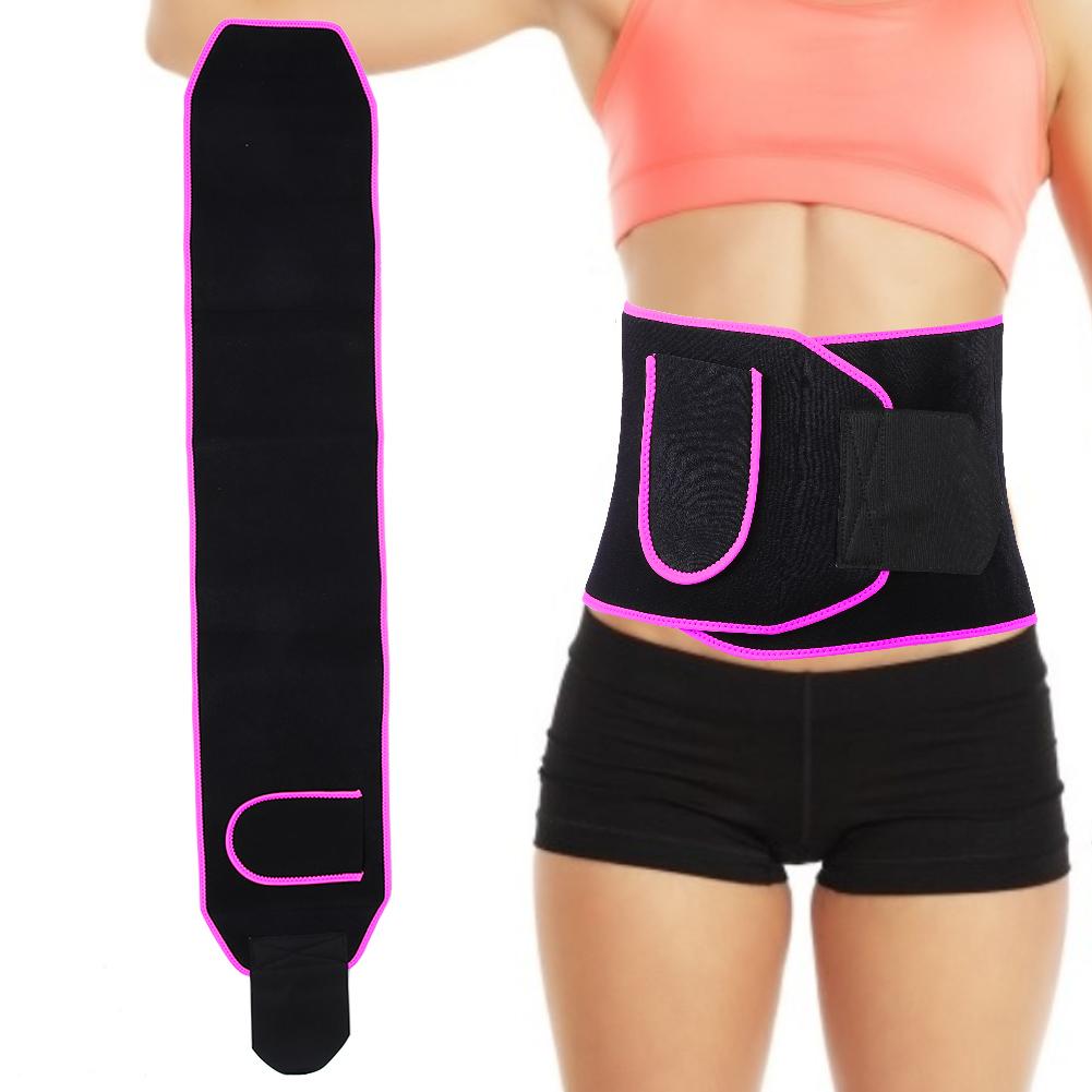 Waist Trainer Belt Women Elastic Sweating Waist Protective Fitness Body Shaping Belt (M)Rose Red