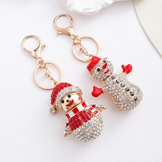 Yousheng Schlüsselanhänger Anhänger Funkelnde Strasssteine Schneemann Design Metall Schlüsselring Dekorativer Schlüsselhalter Freunde Taschenanhänger
