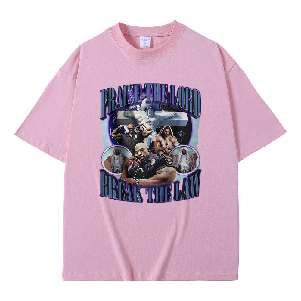 Praise The Lord Break The Law Ronnie Coleman Pump Cover Print T Shirt Men Women Funny Fitness Gym Tshirt Male Oversized T-shirt