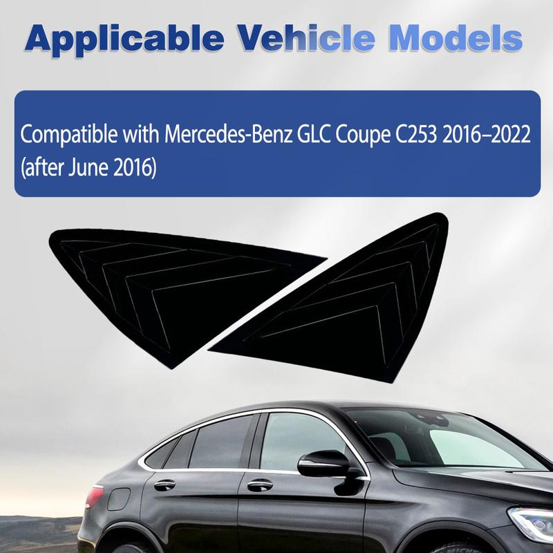 Spoiler de déflecteur de fenêtre latérale arrière Noir Brillant pour Mercedes-Benz GLC Coupé C253 2016 2017- Cache-volet de fenêtre aérateurs d'air