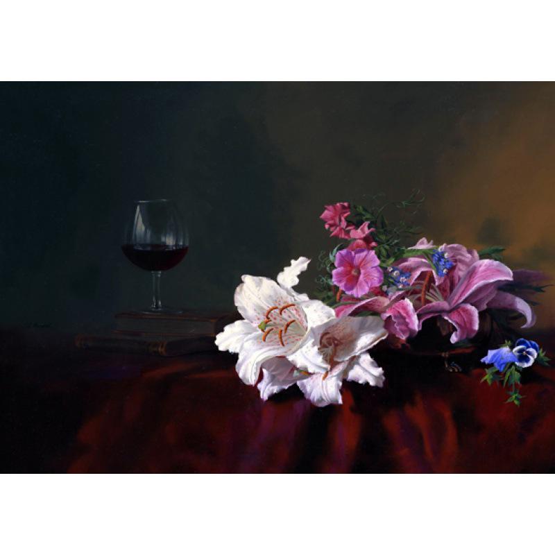 Framed Still Life Oil Painting Poster - Decorative Wall Mural with Kraft Paper