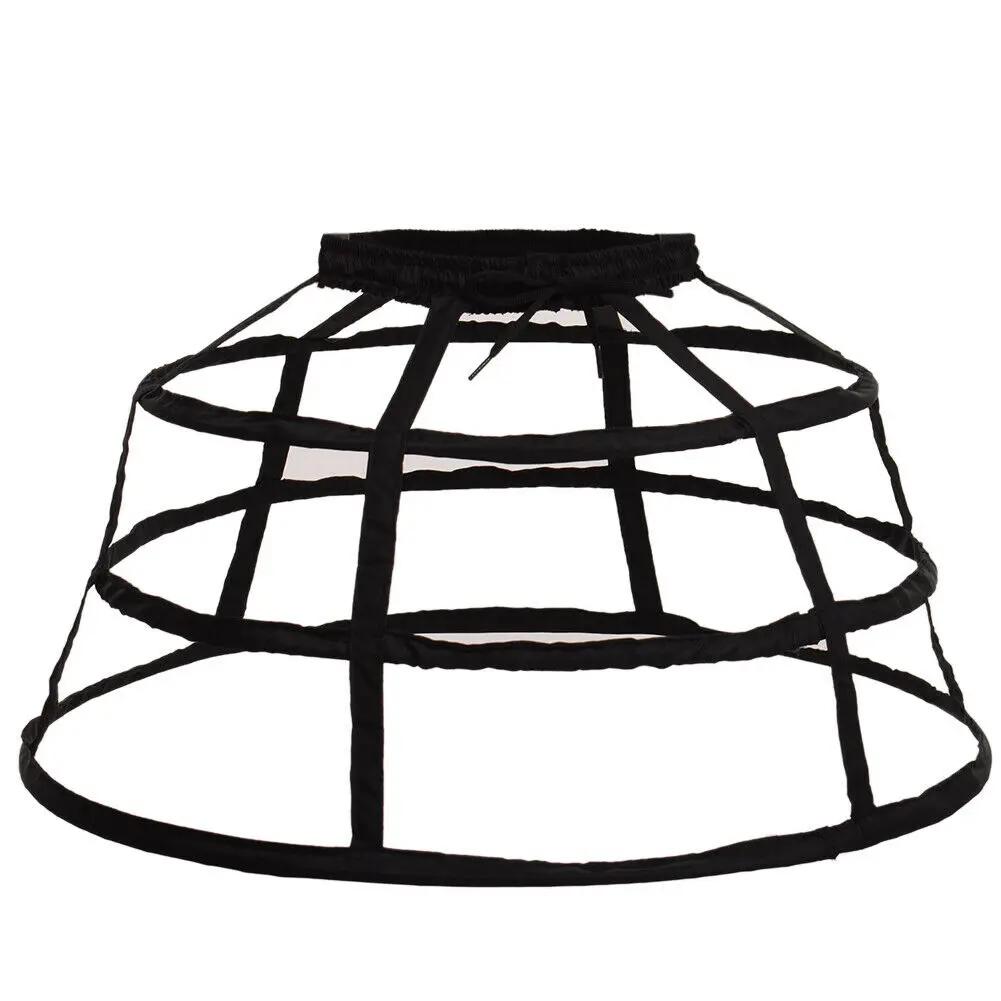 Mädchen 3 Reifen Krinoline Käfig Bustle Unterrock Damen Verstellbare Pannier für Kleid abnehmbare Schleppe Hochzeitsrock Krinoline BAUMWOLLE