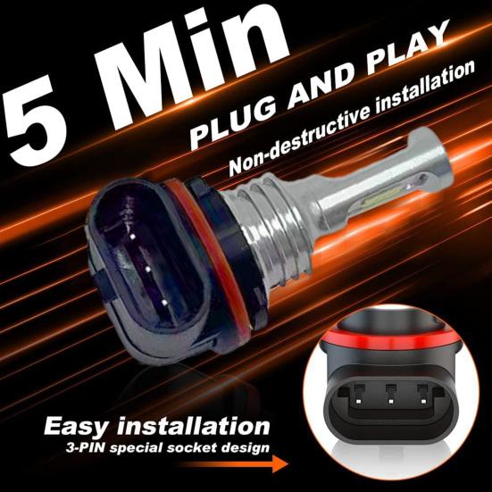 

1 пара автомобильных светодиодных фар 6000K Plug Play, водонепроницаемая автомобильная фара, быстрая установка, замена широкоугольного освещения белый