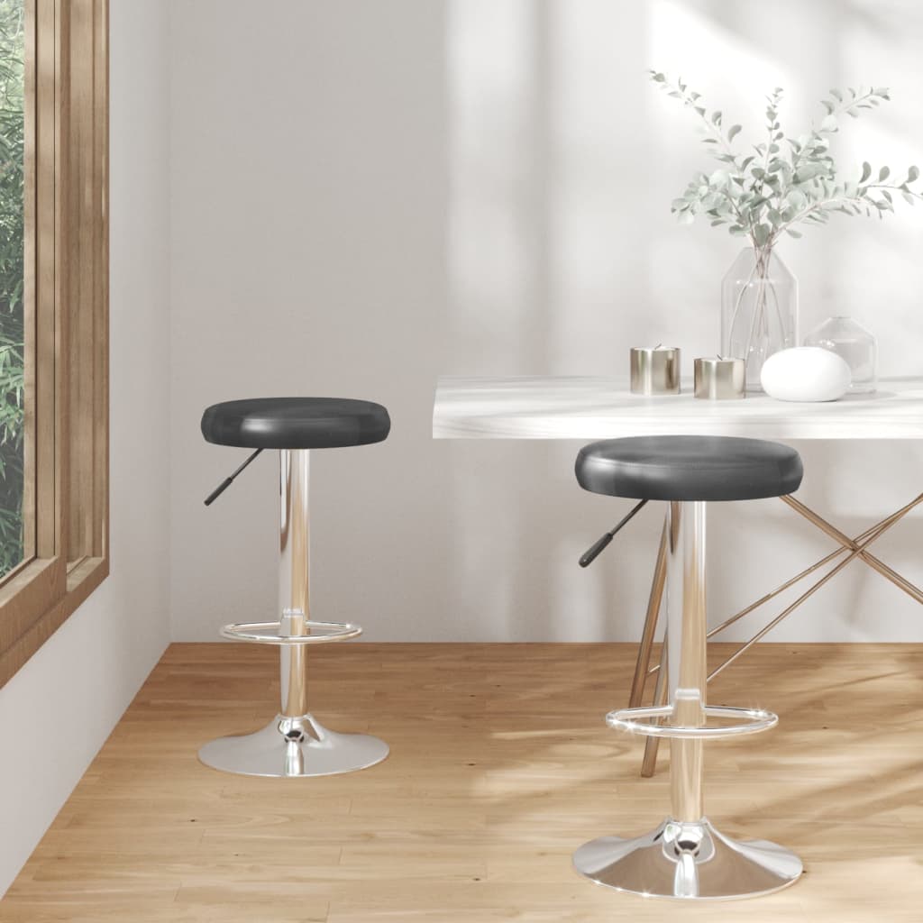 Vidaxl Bar Stools, 2 Pcs, Black, Faux Leather