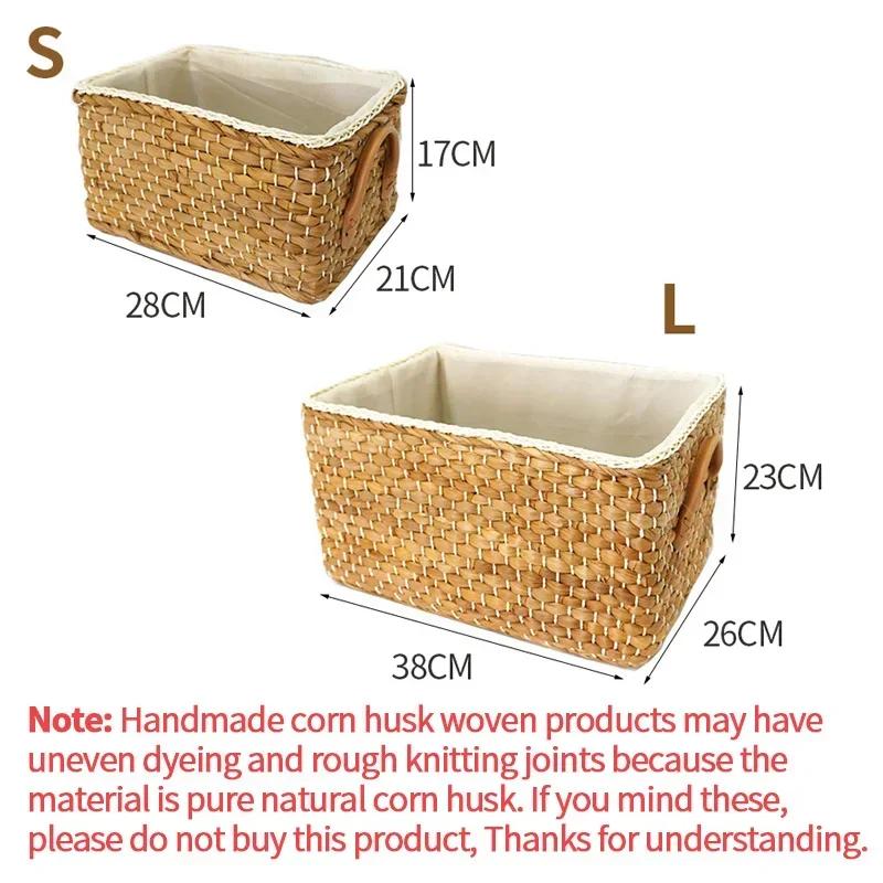 Hand-woven Storage Basket Household Laundry Wicker Baskets with Handles Clothes Container Home Decor Toy Box Basket Storage