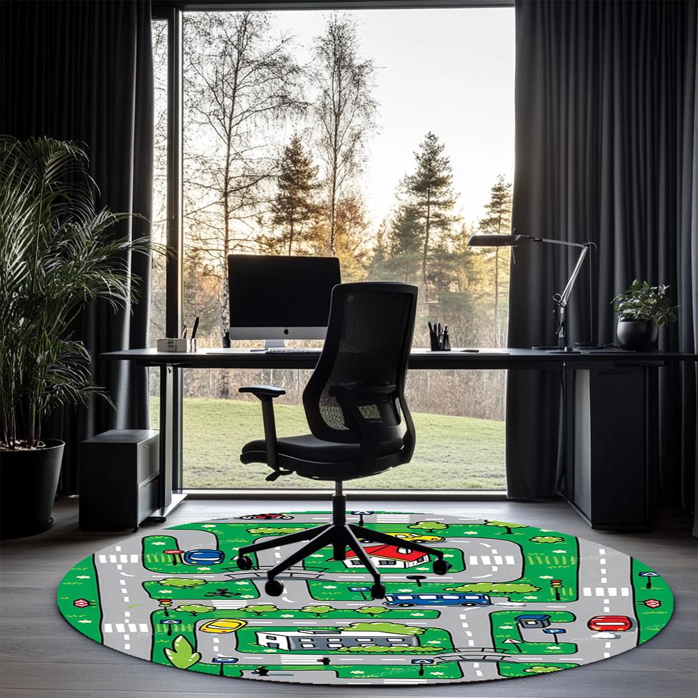 Cute Cars Printed Round Rug Carpet Chair Rug Area Rug Entryway Doormats,for Office Chair Living Room Bedroom Kitchen Room.