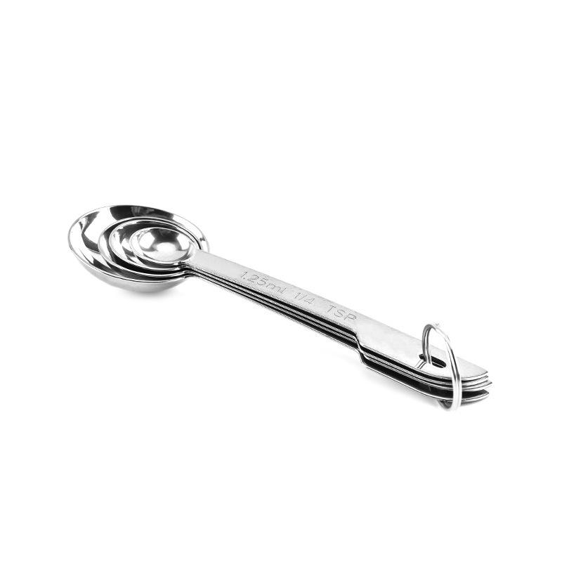Stainless Steel Measuring Spoons Set of 4 Kitchen Essentials Dishwasher Safe Storage Ring Teaspoon Tablespoon Accurate Cooking