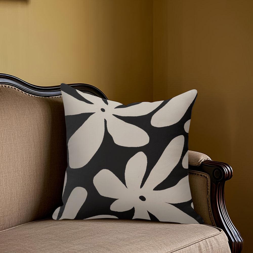 Graphic Bloom Square Jacquard Pillow Cover for Sofa Office Waist Cushion Cover Home Decorative Pillowcase