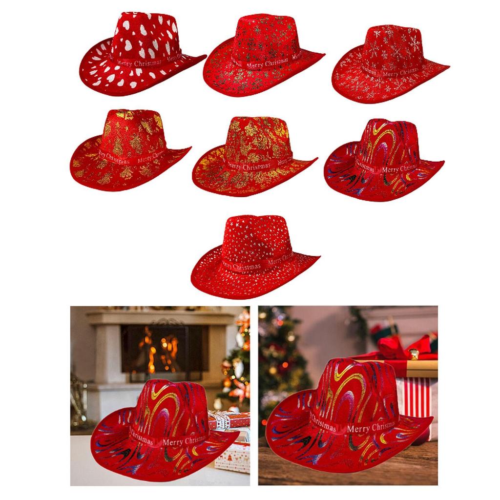 Christmas Cowboy Hat Fashion Casual Christmas Hat for Festivals Prop Cosplay