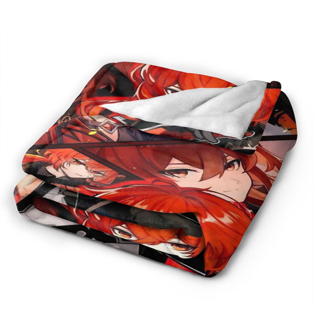 Genshin Impact Diluc Game  Flannel Blankets  Soft Throw Blanket for Outdoor Picnic Novelty Bedspread Sofa Bed Cover