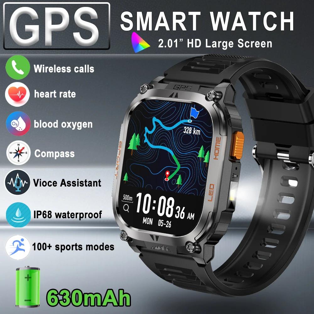 SACOSDING GPS Outdoors Smart Watch IP68 Waterproof GNSS Compass Military Sport LED Flashlight Smartwatch Men 2025 New For Android IOS