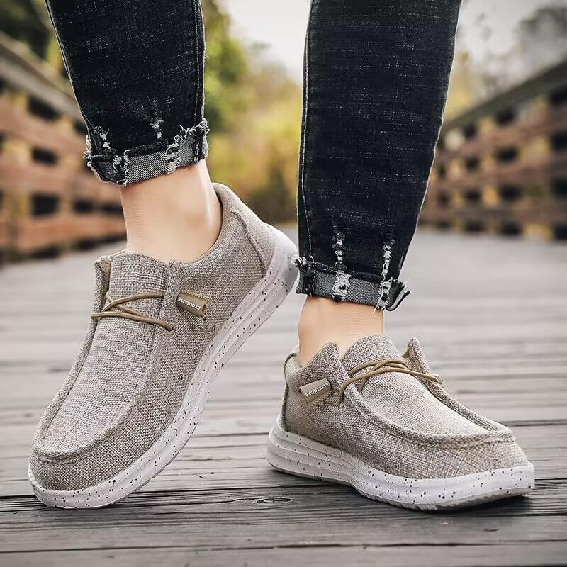 New Men's Canvas Shoes Breathable Casual Shoes Luxury Brand Men Loafers Lightweight Boat Shoes Outdoor Vulcanize Shoes Sneakers