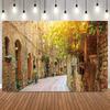 European Vintage Streets Photo Backdrop Romantic Floral Spring Scenery Photography Background for Adult Child Portrait Home Deco9