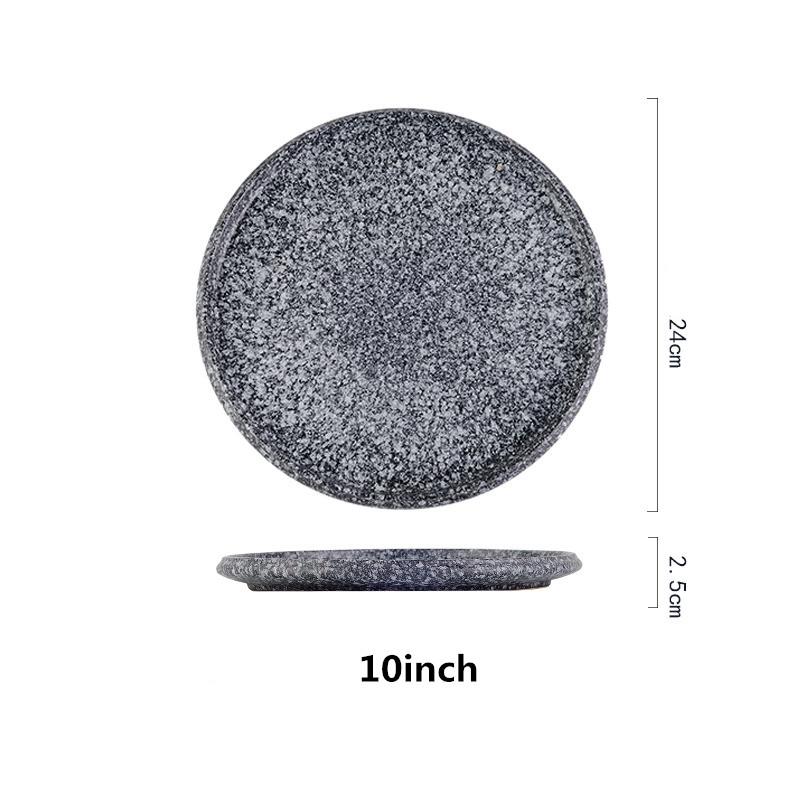 Steak plate plate Household creative black sushi Commercial Japanese food Dim sum flat plate breakfast dishes and plates sets