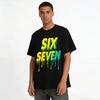 Gradient Fluid Letter SIX SEVEN Street Style Casual Short Sleeve T-Shirt Pure cotton T-shirt