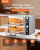 Pizza Oven Electric, 18" Double-Deck Commercial Countertop Pizza Oven, 842°F Max Temp, Indoor Pizza Maker with Thermometer, Independent Upper & Lower