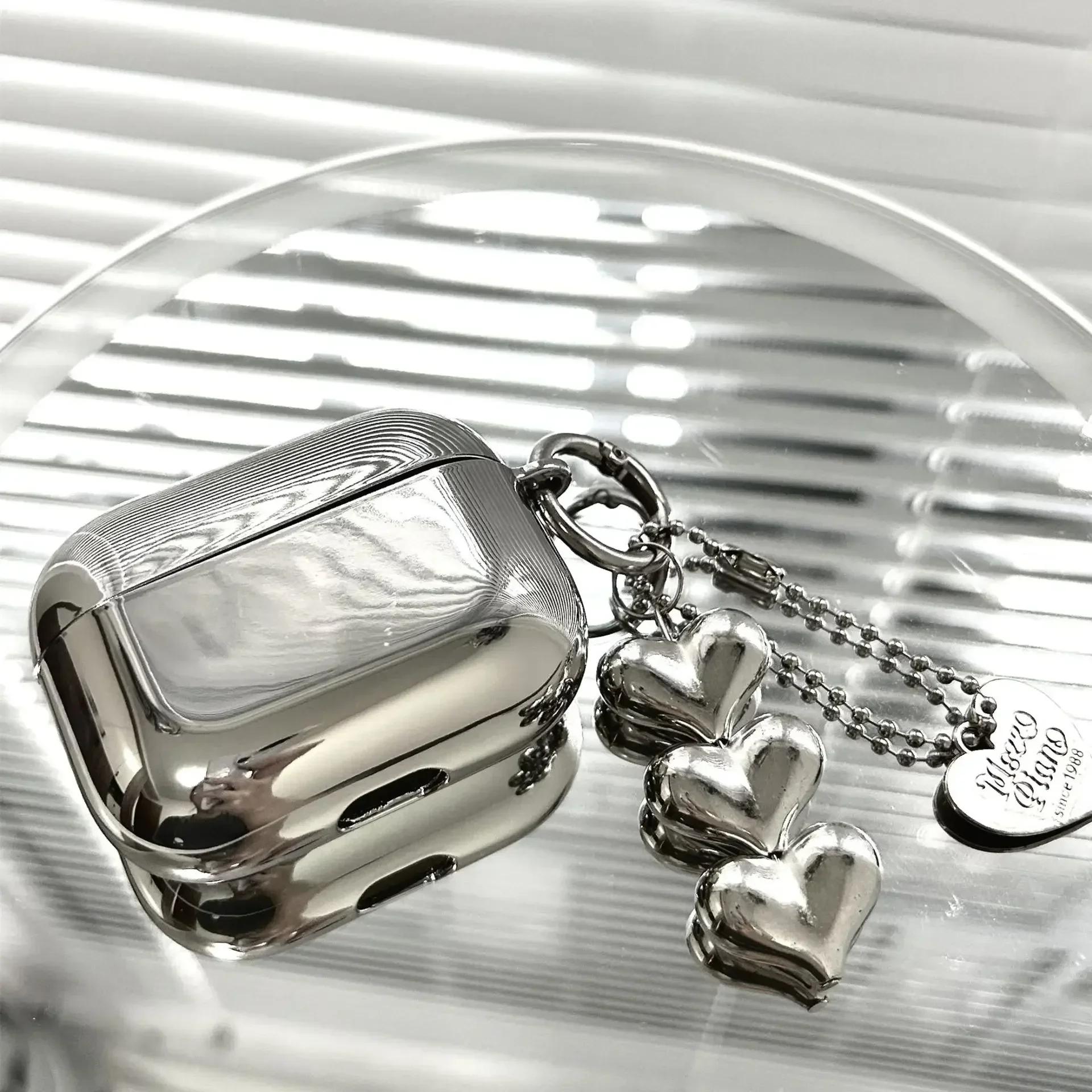 Luxe Gegalvaniseerde Zilveren Oortelefoon Doosje Voor Apple Airpods Pro2 Hoesje voor AirPods 4 1 of 2 3 Cover Simpel Abstract For AirPods 1 or 2 white