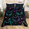 Cartoon Cat Duvet Cover Set Cartoon Animal Print Bedding Set With Pillowcase 2/3Pcs Comforter Cover For Bedroom Decor