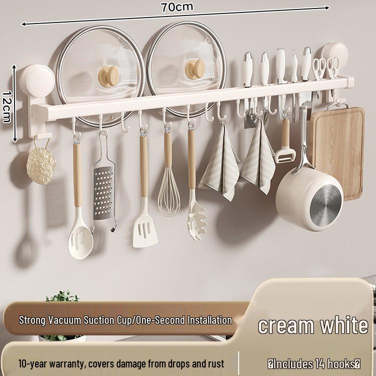 Cup Suction Nodrill Hook Kitchen Wallmounted Storage Rack For Spatulas Spoons Knives