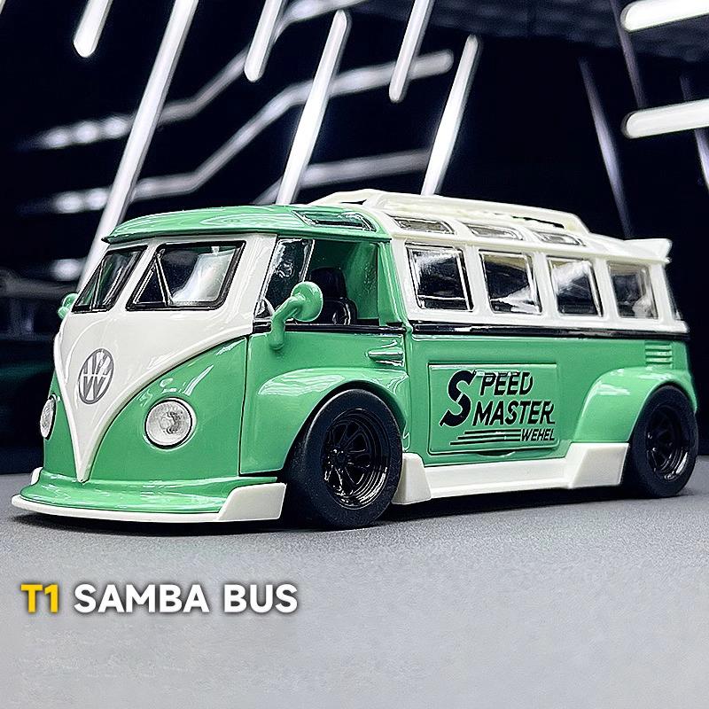 1/32 Scale Bus T1 Modified Alloy Metal Diecast Car Model VW Collection Vehicle Kids Toy Car Holiday Gifts Box Present Scale
