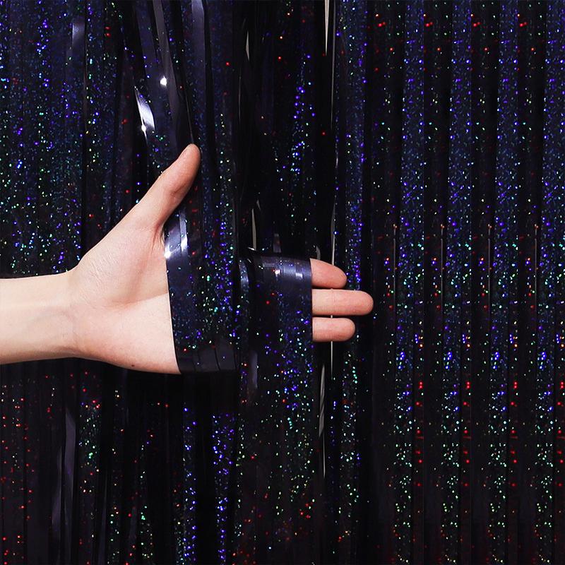 

2/3M Party Background Wedding Decoration Foil Fringe Curtain Sequin Bachelorette Photo Backdrop Wall Curtain Birthday BabyShower 1m wide and 2m long