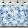 2D Florale Wandkulisse, Blau-Weißer Rosenhintergrund für Junggesellinnenabschiedsparty