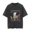Camiseta Gráfica Divertida de Gato Gritando Unisex Algodón Lavado Vintage AAAAAAAA Estampado de Meme Camiseta Harajuku Top de Verano Streetwear