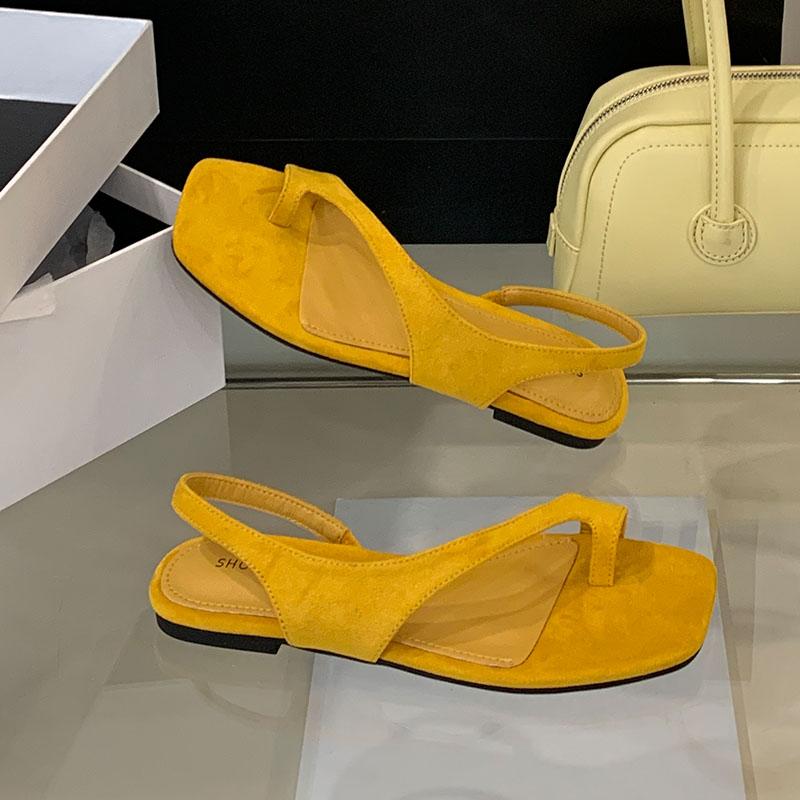 

Fashion Fashion Flock Women Flats Sandals Shoes New In Summer Beach Slides Shallow Ladies Flats Sandals Shoes Female Flip flops 35 жёлтый