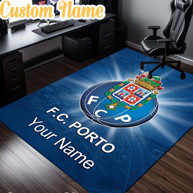 Custom Name Fc Porto Crest Design Rug, Office Rug, Chair Rug, Carpet for Living Rooms, Doormat Game Rug Home Decor Christmas Gifts