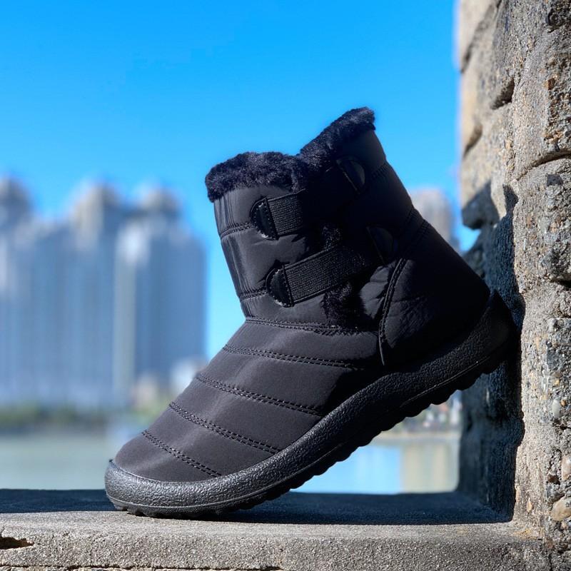 Women Winter Warm Snow Boots Mid Calf Faux Fur Lining Waterproof Ankle Boots Anti-slip Outdoor Shoes Zipper Hiking Mountaineering Sports Boots