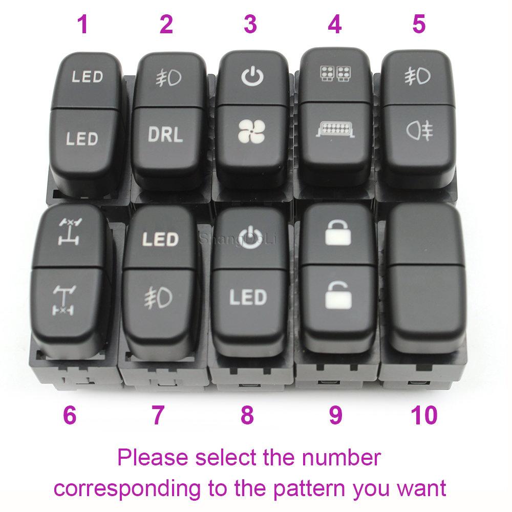 1Pc RED LED Dual Key Switch Fog Light Daytime Running DRL Light Button For Mitsubishi Pajero V73 V93 Lancer Outlander ASX L200