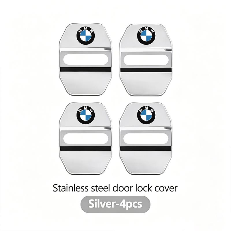 BBKD8 4Pcs Stainless Steel Shock Absorbing Car Door Lock Cover Anti Vibration Latch Protector Accessories For BMW E90 G80 M3 G30 M5 F8