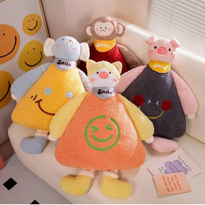 Elephant Cute Smile Cat Monkey Pig Plush Toy Cartoon Girl Living Room Doll Sofa