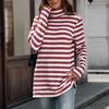 Women's Fashion Casual Striped High Neck Loose Long Sleeve Casual Pullover Top