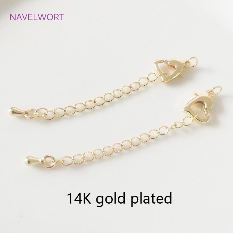 Fashion 14K/18K Gold Plated Heart Lobster Claw Clasp High Quality Brass Metal Lobster Clasps Extension Chains Wholesale