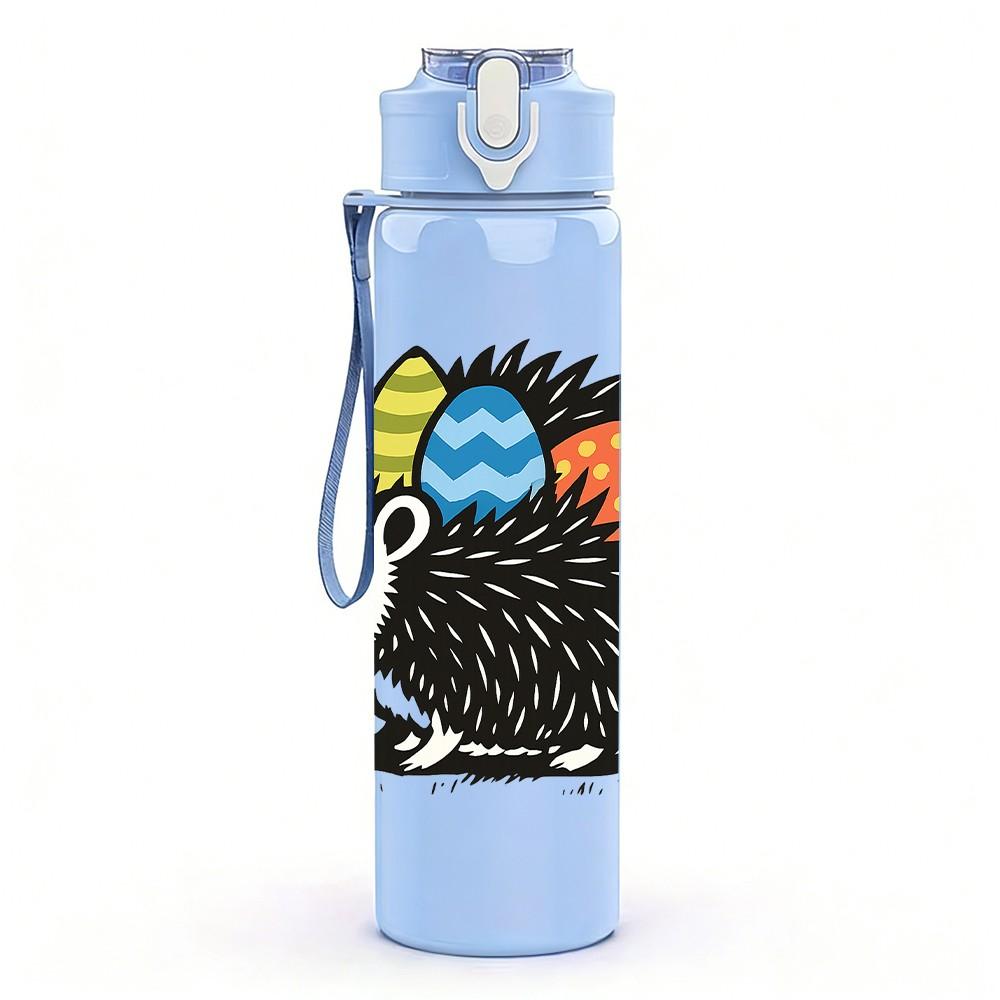 1PC Easter Hedgehog Egg 750ml Color Plastic Sports Water Bottle Leakproof Flip Straw Lid Suitable for Sports Office Home Use