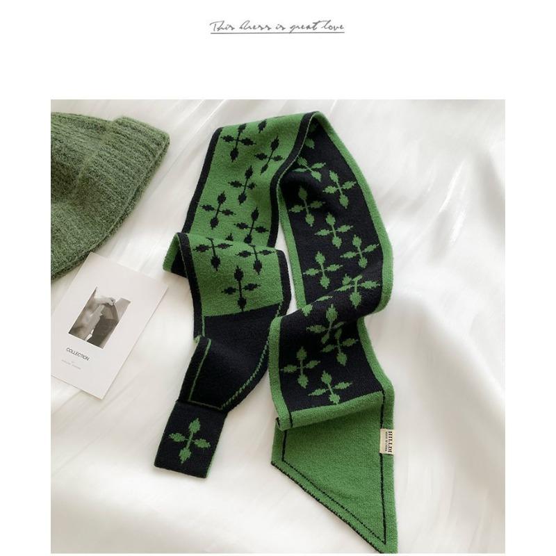 

Korean Style Cross Knitted Small Scarf for Women Autumn and Winter Trendy Warm Student Neck Guard Wool Scarf Decorative Scarf
