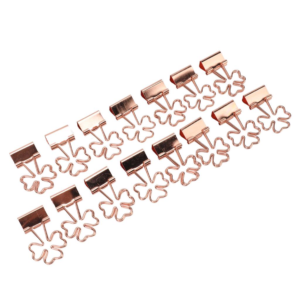 15Pcs Paper  Clips Cute  Trefoil Strong Clamping Force Metal Small  Clips for Office