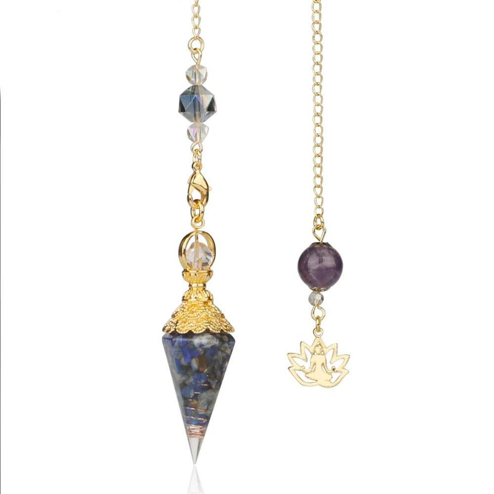 Seven-Color Crystal Resin Hexagonal Cone Pendulum Pendant Resin Hexagonal Cone