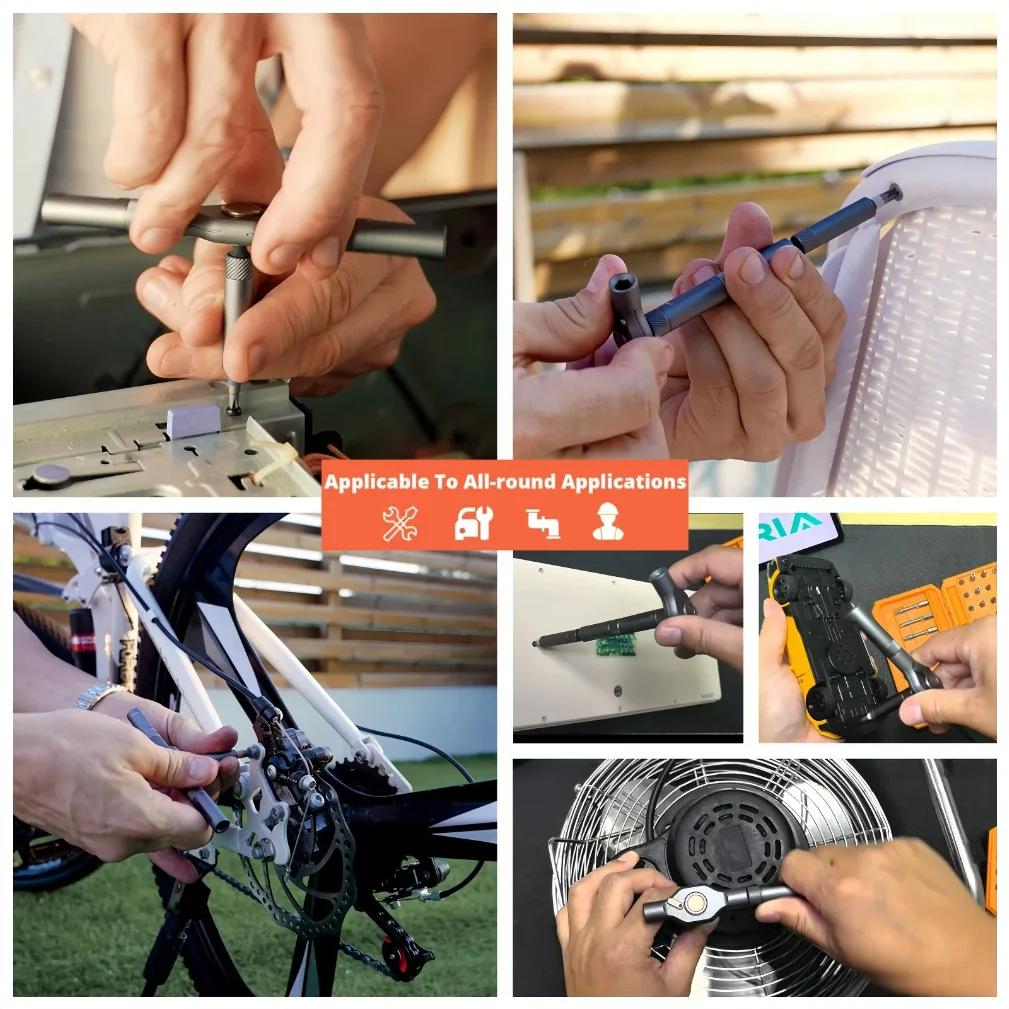 42 In 1 Magnetic Screwdriver Set DIY Ratchet Screwdriver Set Multi Bit Drive Set with Detachable Ratchet Handle for Compute.
