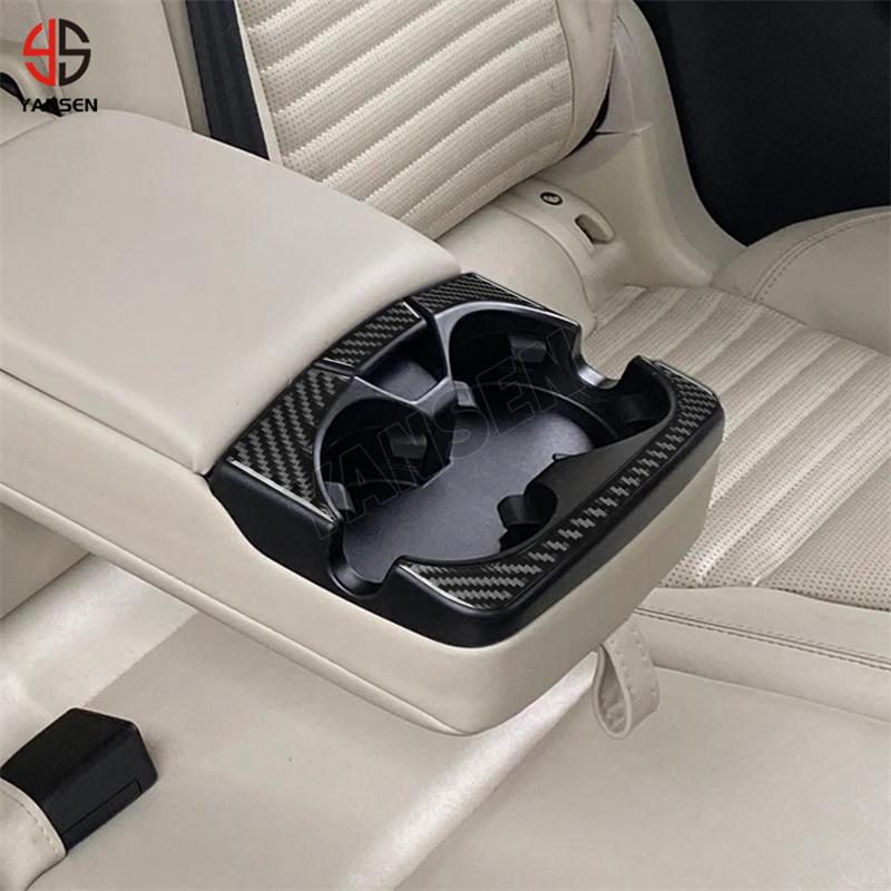 For Land Rover Discovery Sport 2015-2019 Carbon Fiber Rear Armrest Cup Holder Stickers Car Interior Decorative Accessories