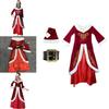 Elegant Red Santa Claus Adult Women's Christmas Costume Dress With Cozy Faux Fur Trim