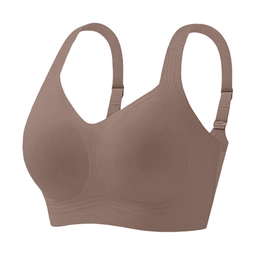 Seamless Wireless Bra for Women Comfortable Stretchy V Neck Soft Full Coverage Pullover Bralette with Wide Straps