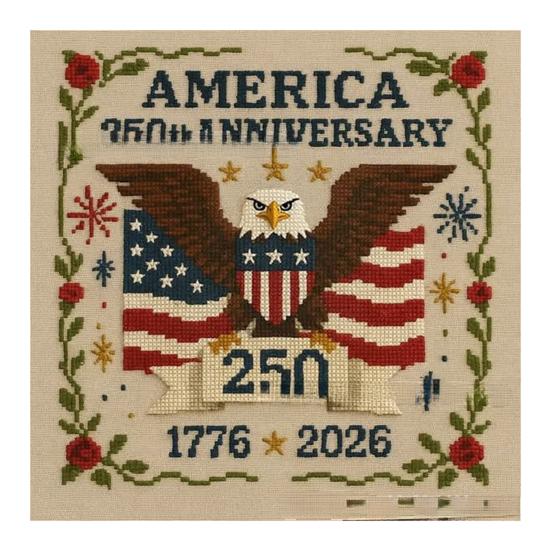 America Stitch Anniversary Cross US 250th Patriotic Cross Stitch Kit Beginner-Friendly Commemorative