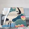 Chinese Style Crane Plush Blanket Girls Boys Flannel Throw Blanket For Bedroom Super Soft Customized Quality Bedspread Gift Idea