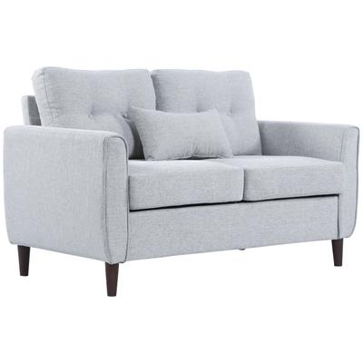 2-Seater Sofa with Cushions and Padded Seat Washable Pillow Cover 140x78x83 Cm Light Grey