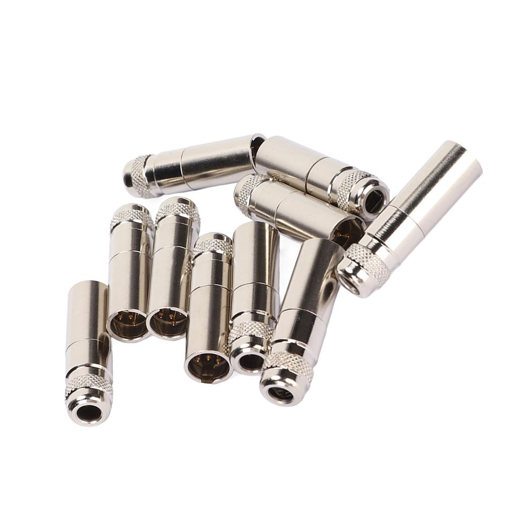 10 Stück 4-Pin XLR-Stecker Vollmetall-XLR-Stecker für Mixer, Mikrofon, Verstärker, Equalizer