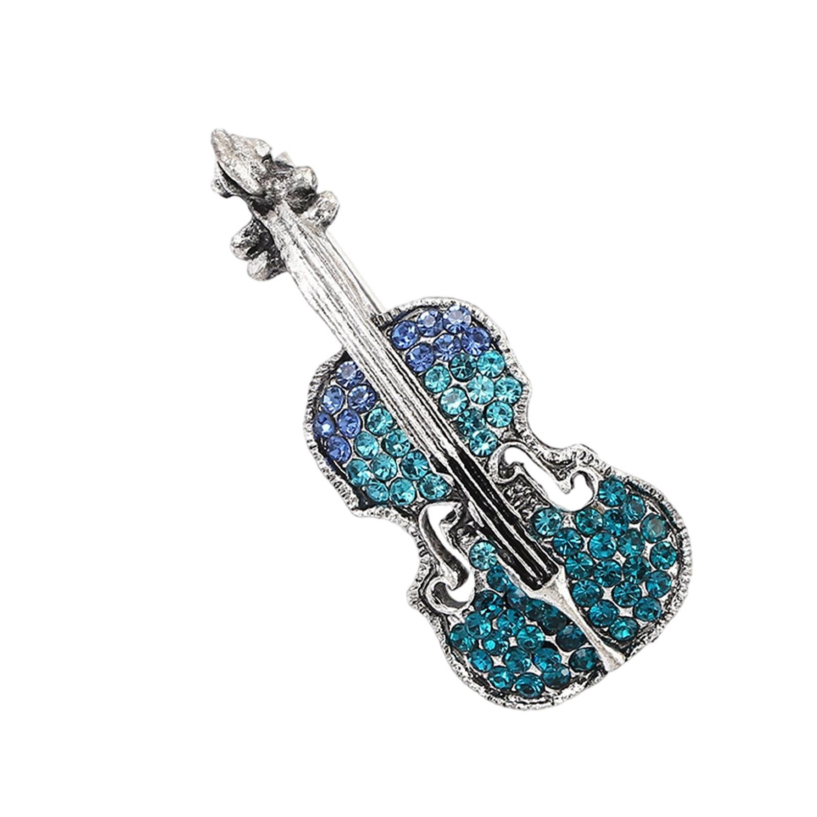 

Стильная брошь-скрипка со стразами, в ретро-стиле, музыкальное украшение, эффектные изделия для повседневных и официальных нарядов, аксессуар из сплава синий