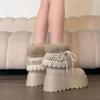 Cowhide version white thick-soled plush thickened fluffy snow boots women's new winter warm and non-slip cotton shoes